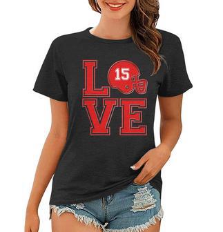 Love Kansas City Kc Football No15 Mahomes Fan Women T-shirt - Monsterry AU