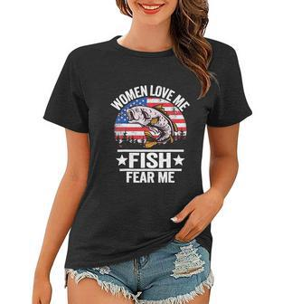 Love Me Fish Fear Me Vintage Funny Bass Fishing Women T-shirt - Monsterry UK