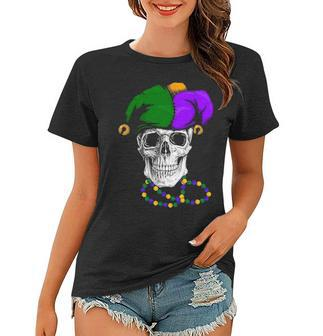Mardi Gras Skull Jester Hat Women T-shirt - Thegiftio UK