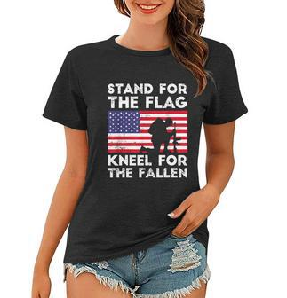 Memorial Day Patriotic Military Veteran American Flag Stand For The Flag Kneel For The Fallen Women T-shirt - Monsterry CA