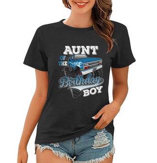 Mens Aunt Of The Birthday Boy Monster Truck Birthday Gift Women T-shirt - Monsterry DE