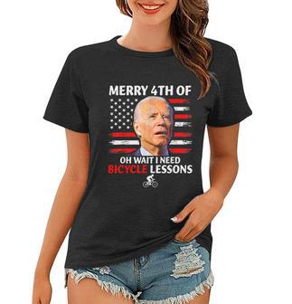 Merry 4Th Of July Biden Bike Bicycle Falls Off Anti Biden V2 Women T-shirt - Monsterry AU