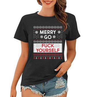 Merry Go FCk Yourself Ugly Christmas Sweater Women T-shirt - Monsterry