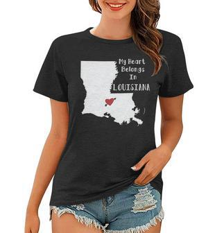 My Heart Belongs In Louisiana Graphic Design Printed Casual Daily Basic Women T-shirt - Thegiftio UK