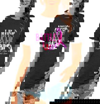 My Wifes Battle Is My Battle Breast Cancer Tshirt Women T-shirt - Monsterry