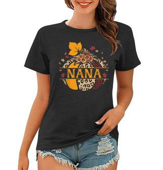 Nana Pumpkin Leopard Sunflower Halloween Women T-shirt - Seseable