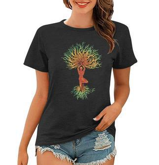 Nature Tree Of Life Yoga Colorful Women T-shirt - Monsterry