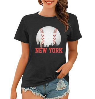 New York Skyline Baseball Sports Fan Women T-shirt - Monsterry CA