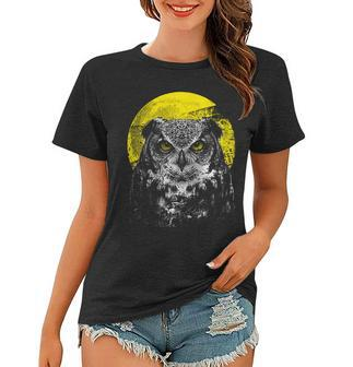 Owl Moon Light Tshirt Women T-shirt - Monsterry