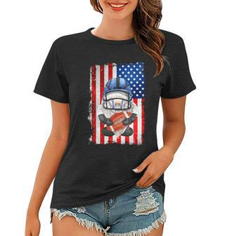 Patriotic Football Dad With Funny Gnome And American Flag Gift Women T-shirt - Monsterry