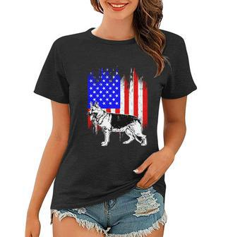 Patriotic German Shepherd American Flag Dog Lover Gift Cute Gift Women T-shirt - Monsterry AU