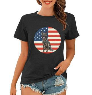 Patriotic German Shepherd American Flag Dog Lover Meaningful Gift Women T-shirt - Monsterry