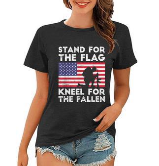 Patriotic Military Veteran American Flag Stand For The Flag Kneel For The Fallen V2 Women T-shirt - Monsterry UK