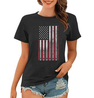 Patriotic Us American Baseball Bats And Stars Stripes Flag Great Gift Women T-shirt - Monsterry