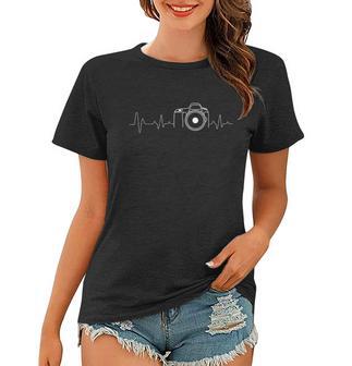 Photographer Gift Idea Heartbeat Photography Camera Gift Women T-shirt - Monsterry