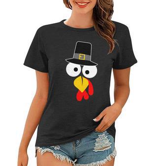 Pilgrim Turkey Big Face Thanksgiving Tshirt Women T-shirt - Monsterry DE