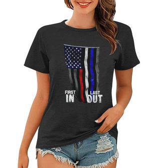 Police Fire Ems First Responder American Flag Women T-shirt - Monsterry DE