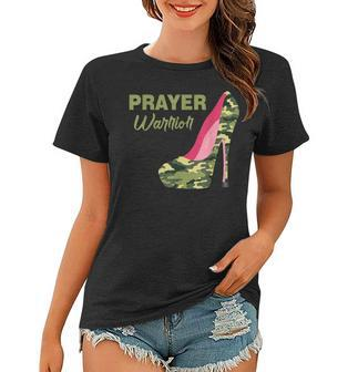 Prayer Warrior Faith Camo High Heels Christian Women T-shirt - Thegiftio UK