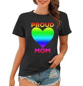 Proud Mom Heart Flag Parent Of Lgbtq Lesbian Bi Trans Gift V2 Women T-shirt - Monsterry AU