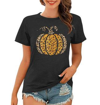 Pumpkin Leopard Print Funny Halloween Costume Autumn Pumpkin Women T-shirt | Seseable UK