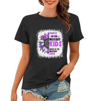 Purple Up Military Child Leopard Sunflower Bleached Women T-shirt - Monsterry DE