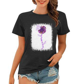 Purple Up Military Child Sunflower Leopard Bleached Women T-shirt - Monsterry CA