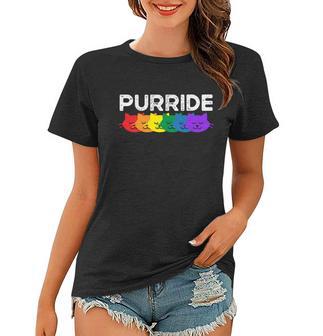 Purride Cat Lover Pride Month Gay Rights Rainbow Cat Cute Gift Women T-shirt - Monsterry