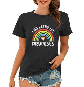 Rainbow Christian God Keeps His Promises Bible Noah Women T-shirt - Monsterry UK
