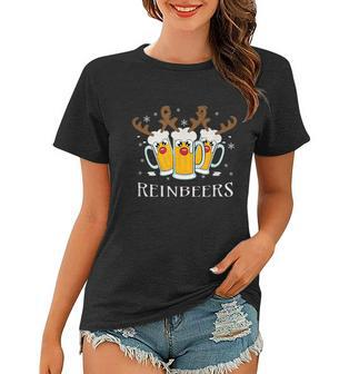 Reinbeers Funny Reindeer Beer Christmas Drinking Graphic Design Printed Casual Daily Basic Women T-shirt