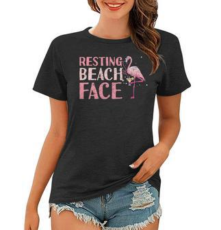 Resting Beach Face Flamingo Women T-shirt - Thegiftio UK