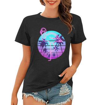 Retro Eighties 80S Neon Flamingo Emblem Women T-shirt - Monsterry AU