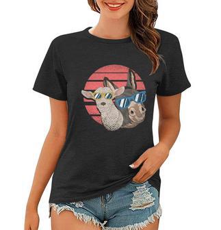 Retro Farm Animal Lover Cool Goat Sunglasses Donkey Farm Meaningful Gift Women T-shirt - Monsterry UK