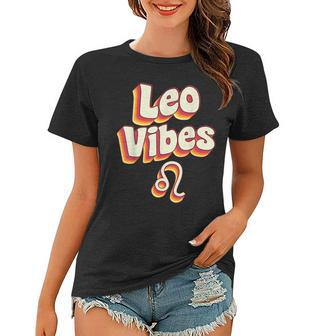 Retro Leo Zodiac Sign Astrology July August Birthday Leo Women T-shirt - Seseable