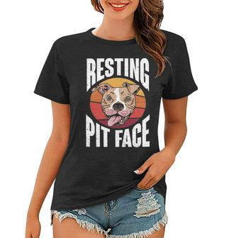Retro Pitbull Dog Owner Resting Pit Face Women T-shirt - Thegiftio UK