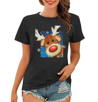 Rudolph Red Nose - Reindeer Closeup Christmas Tshirt Women T-shirt - Monsterry AU