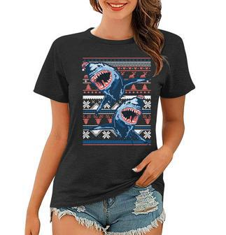 Santa Shark Ugly Christmas Sweater Graphic Design Printed Casual Daily Basic Women T-shirt