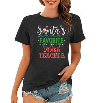 Santas Favorite Yoga Teacher Matching Family Xmas Pajamas Women T-shirt - Thegiftio UK