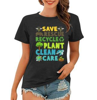 Save Bees Rescue Animals Recycle Plastic Earth Day Planet Funny Gift Women T-shirt - Monsterry