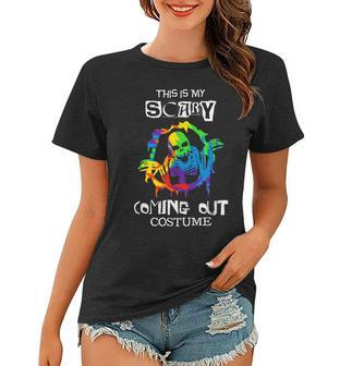Scary Coming Out Costume Gay Halloween Funny Lgbt Pride Women T-shirt - Thegiftio UK