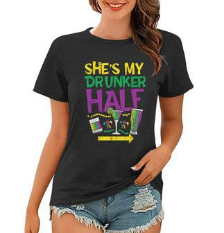 Shes My Drunker Half Matching Couple Boyfriend Mardi Gras Graphic Design Printed Casual Daily Basic Women T-shirt
