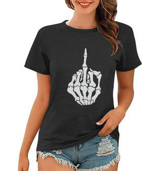 Skull Skeleton Middle Finger Top Mad Angry Rude Guy Funny Gift Scary Tshirt Women T-shirt - Monsterry