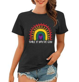 Smile If Youre Gay And Lesbian Lgbtq Ally Rainbow You Belong Gift Women T-shirt - Monsterry DE