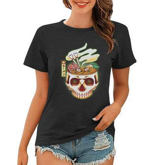 Spooky Halloween Japanese Ramen Skull Bowl Graphic Design Printed Casual Daily Basic Women T-shirt - Thegiftio UK