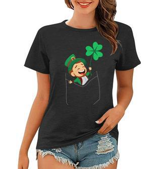 St Patricks Day Pocket Leprechaun Clover Women T-shirt - Thegiftio UK