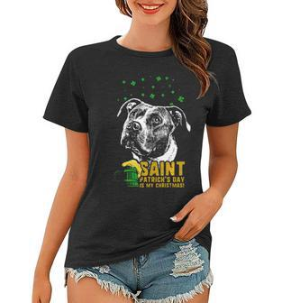 St Patricks Is My Xmas Funny Pit Bull Women T-shirt - Thegiftio UK