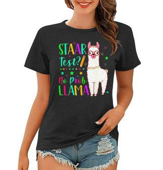 Staar No Prob Llama Funny Teacher Exam Testing Test Day Kids Women T-shirt - Seseable