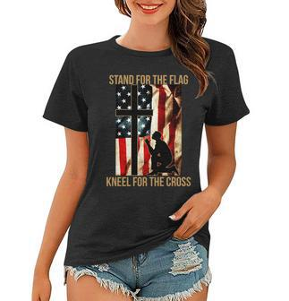 Stand For The Flag Kneel For The Cross Women T-shirt - Monsterry DE