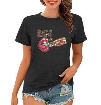 Stars Stripes Reproductive Rights Patriotic 4Th Of July Lips Women T-shirt - Monsterry