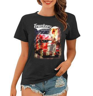 Support Trucker Made In Usa Eagle Flag Women T-shirt - Monsterry DE