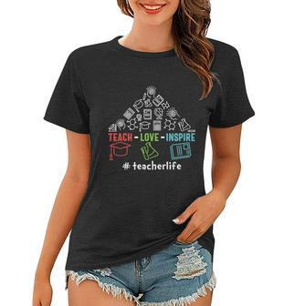 Teach Love Inspire Teacher Life Graphic Plus Size Shirt For Teacher Female Male Women T-shirt - Monsterry AU